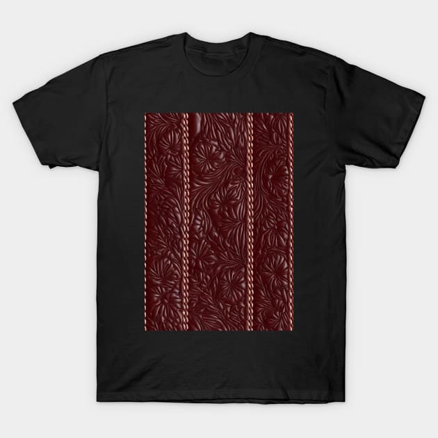 Dark Brown Ornamental Leather Stripes, natural and ecological leather print #66 T-Shirt by Endless-Designs